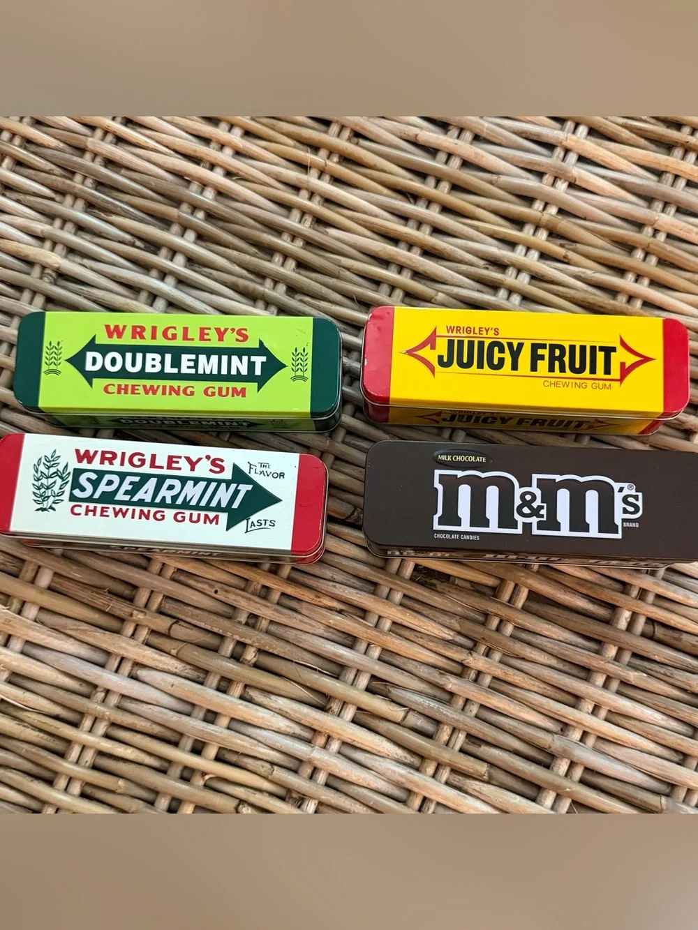(4) Wrigley's Gum and M&M's Collectors Tins - perfect size for pencil box